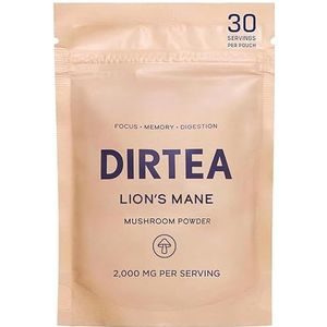 DIRTEA Leeuwenmanen paddenstoelpoeder, 30 dagen portie, voor focus, geheugen en spijsvertering, geschikt voor thee, koffie en smoothies