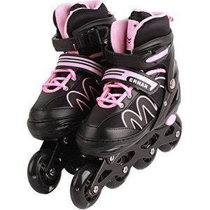 Fitnessschaatsen Rolschaatsen Heren en Dames Verstelbare Inline Skates Volwassenen voor Jongens Meisjes Beginners (Roze)