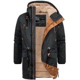 Indicode INGillespie winterjas voor heren met gevoerde capuchon, herenjas, winterjas, parka, heren, zwart (raven), S