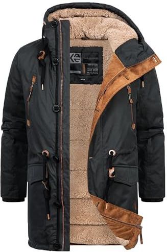 Indicode INGillespie winterjas voor heren met gevoerde capuchon, herenjas, winterjas, parka, heren, zwart (raven), S