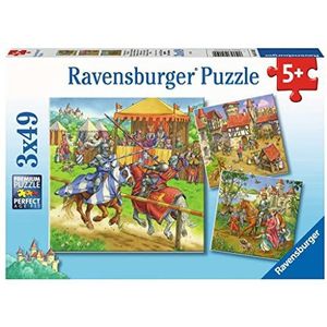 Ravensburger puzzel Riddertoernooi in de Middeleeuwen - Legpuzzel - 3x49 stukjes,Geel