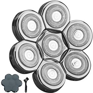 VRMETA Vervangende hoofden voor elektrisch scheerapparaat - scherpe roestvrijstalen messen voor roterend scheerapparaat (7 koppen, zilver)