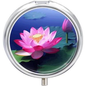 Heldere Bloem Ronde Pillendoos Reizen Draagbare Pil Case 23 Compartiment Geneeskunde Metalen Tablet Vitamine Houder Organizer voor Portemonnee Pocket