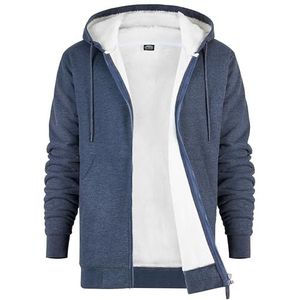 CityComfort Hoodie met fleecevoering voor heren, hoodie met rits voor heren en tieners, M-3XL, warme en behaaglijke bovenkleding met volledige ritssluiting - geschenken voor hem, marineblauw, L