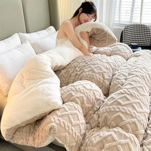 HHDOMLTH Verdikte super zachte isolatie hibiscus winterdekbedden, dikke warme kasjmier dekbed kern, dubbelzijdige pluche fluwelen deken dubbelzijdige dekbed zwaar warm voor de winter (kaki, 150 x 200