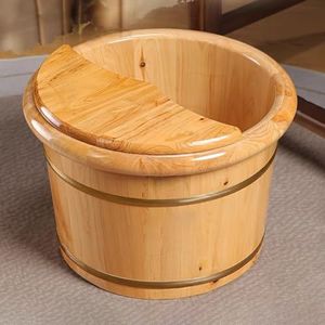 TT-YEC Ceder Voetbad, Voetbad Met Deksel En Massagerol, Sauna Badkuip Voetbad, Houten Voetbad, Verdikte Voet Relaxatie Set, Geschikt Voor Hotels En Gezinnen,H26cm