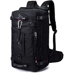 Kiepoar Wandelrugzak, 40 liter, waterdicht, voor outdoor sport, reizen, 3-in-1 rugzak, schoudertas, crossbody en handtas, grote sporttas, diefstalbeveiliging met schoenenvak, zwart, L