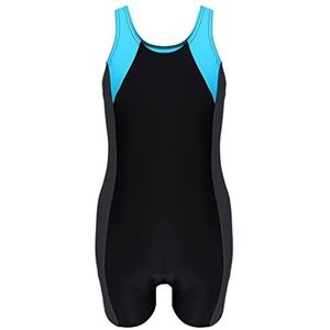 Aquarti Meisjes Badpak met Pijpjes en Racerback, Zwart/Grafiet/Blauw, 146