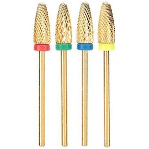 Nagelboor, 4 stuks, nagelkunst-manicureboor, kegelcilinder, hardmetalen boor, elektrische slijpmachine, gereedschap, XF/M/C kop, vingernagelslijperset, multifunctioneel voor professionele salon