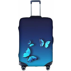 Wratle Koffer Cover Protectors Elastische Bagage Covers Past 18-30 Inch Bagage Hawaii Roze Bloem, Mooie Blauwe Vlinder, S