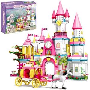 1052-delig meisjes kasteel prinses bouwspeelgoed meisjes droomhuis bouwset roze prinses kasteel en koets creatieve STEM-bouwstenen set voor meisjes van 6 jaar en ouder