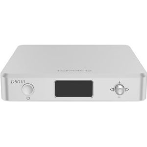 Topping D50 III DAC met dual-chip ES9039Q2MIII, XMOS XU-316, Qualcomm QCC5125, DSD512, USB-C (zilver)