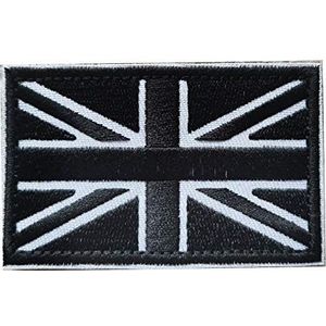 British Union Jack Geborduurde Applique Engeland Vlag VK Groot-Brittannië Naaien Patch Union Jack Britse Vlag Badge voor Uniform Kleding Jas Shirt (Zwart Wit)