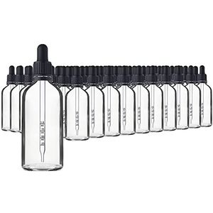 HandsUnity 100ml-70st Pipet Glazen Fles - Helder Glas Apotheek Pot set met Zwarte Pipet Dop bevat 5st Hulp Accessoires Transparante Glazen Flessen