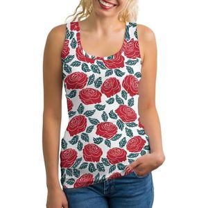 Rose Floral dames tank top mouwloos T-shirt pullover vest atletische basic shirts zomer bedrukt
