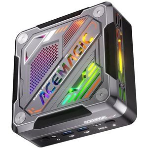 AI Mini PC Gaming RGB AMD Ryzen 7 8845HS (tot 5,1 GHz), 32 GB DDR5 512 GB NVME PCIE 4.0 SSD Micro Desktop Computer, AMD Radeon 780M | BT5.2 | Wi-Fi 6 | 8K | dubbele ventilator