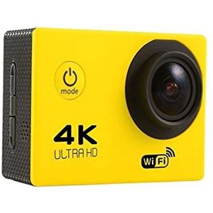Actiecamera, Action Camera Ultra HD 4K WiFi 2.0-inch scherm 170D onderwater 30M Go Waterproof Pro Helm Video Recording Camera's Sport Cam(Camera With 32G Card,Giallo)