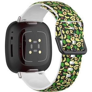 Sport zachte band compatibel met Fitbit Sense/Sense 2 / Versa 4 / Versa 3 (grote kleurrijke avocado's platte kleur) siliconen armband accessoire