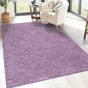 carpet city Shaggy hoogpolig tapijt, 120 x 170 cm, lila, langpolig woonkamertapijt, effen modern, pluizig zacht tapijt, slaapkamerdecoratie