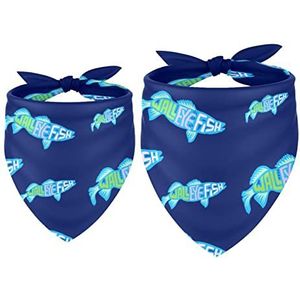 2 Pack Hond Bandana Blauw Grappige Walleye Vissen Patroon Meisje Jongen Slabbetjes Hond Sjaal Hoofddoek Accessoires Voor Kleine Medium Grote Honden Puppy Kat Huisdier