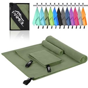 Pameil Microvezel handdoeken set van 3 (grote badhanddoek van 160 x 80 cm en 2 stuks kleine handdoeken van 80 x 40 cm), reishanddoek, sneldrogende microvezelhanddoeken voor fitness en sauna