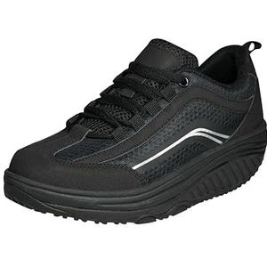 Aerosoft Walker Comfortabele veterschoen voor dames en heren, traagschuim uitneembaar voetbed, zwart, 39 EU