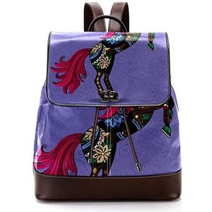 Gepersonaliseerde casual dagrugzak tas voor tiener reizen business college paard regenboog paars, Meerkleurig, 27x12.3x32cm, Rugzak Rugzakken