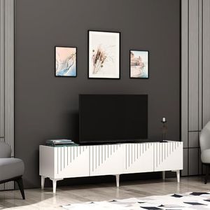 [en.casa] TV meubel Oppdal lowboard tafel dressoir kast 45x154x37 cm met 2 deuren wit