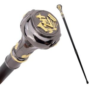 Luxe Wandelstok voor Heren, Decoratieve Wandelstok voor Heren en Dames, Antislip Themafeest 92 Cm(Black gold)