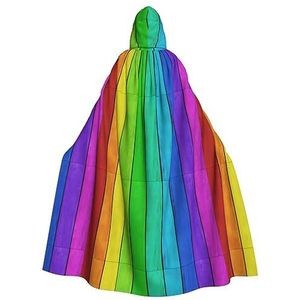 OPSREY Regenboog Gekleurde Hout Achtergrond Gedrukt Volwassen Hooded Poncho Volledige Lengte Mantel Gewaad Party Decoratie Accessoires