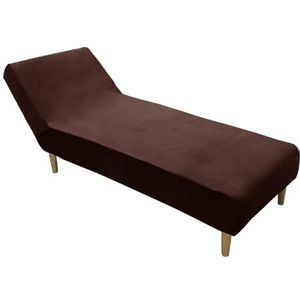Fluwelen Pluche Chaise Lounge Hoes Luxe Chaise Stoel Hoes Stretch Armloze Chaise Lounge Beschermers Wasbare Fauteuil Bankhoes Voor Woonkamer Slaapkamer(Color:Dark brown)