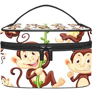 Sok Apen Make-up Organizer Bag, Reizen Make-up Tas Organizer Case Draagbare Cosmetische Tas voor Vrouwen en Meisjes Toiletartikelen, Meerkleurig, 22.5x15x13.8cm/8.9x5.9x5.4in