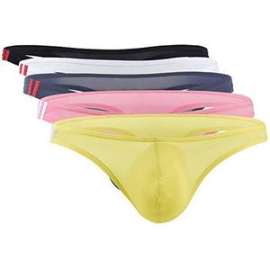 Panegy 5-Pack Heren String Slips Heren Ultra Dun String Ondergoed Lage Taille Ijs Zijde String Lingerie
