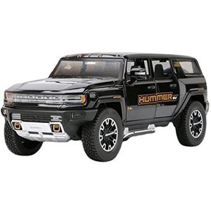 Schaal afgewerkte modelauto 1:24 Voor Hummer EV SUV Legering Off-Road Auto Metalen Collectie Simulatie Geluid Licht Cadeau Miniatuurreplica-auto(Black)