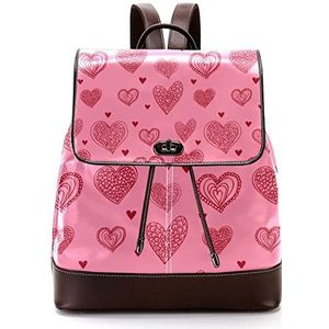 Gepersonaliseerde schooltassen boekentassen voor tiener retro roze liefde hart patroon, Meerkleurig, 27x12.3x32cm, Rugzak Rugzakken