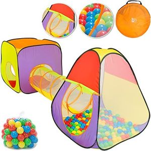 Spielwerk® 3-delige Speeltent met Tunnel - Incl. Draagtas – Ballenbak