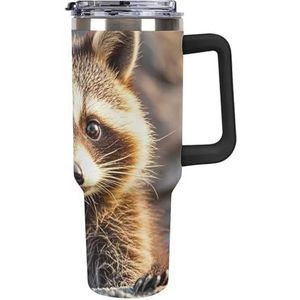 RTFGHJS 40 oz Tumbler Leuke Wasbeer Geïsoleerde Beker Reizen Koffiemok met Rietjesdeksel Roestvrijstalen Waterfles Vacuüm Geïsoleerde Tumbler voor Sport Werk Auto Reizen Weekends