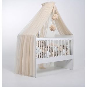 Baby Fancyroom Bedhemel voor baby's, muggennet, slaapkamerdecoratie, luifel van hoogwaardige tule (lichtbeige)