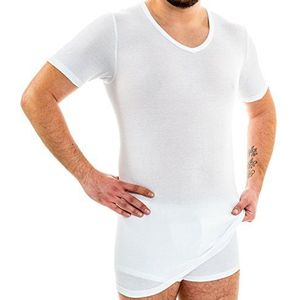 HERMKO 164887 Extra lang heren shirt met V-hals van katoen/modal (+10 cm) onderhemd, shirt, Größe Herren:8 (XXL), Farbe:weiß