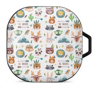 Grappige tribale dieren gezichten oordopjes hoesje compatibel met Samsung hard shell beschermhoes zwart-stijl