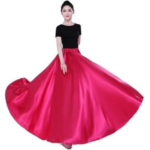 Swing Rok Vrouwen Dans Grote Swing Rok 720 Graden Buikdans Lange Rok Tribal Zigeuner Kostuum Dame Buikdans Satijn Lange Volledige Rokken, roze, Hemline 360 L 90cm