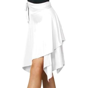 Vrouwen Chiffon Ballet Wrap korte rok， Professionele dansrok for volwassenen(White)
