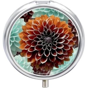 Dahlia Bloem Pillendoos Ronde Draagbare Pillenorganisator Waterdichte Dagelijkse Vitamine Houder Dozen Creatieve 3 Compartimenten Geneeskunde Pil Case voor Portemonnee Of Pocket