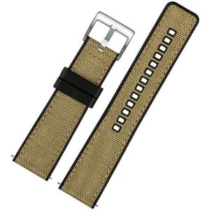 LUGEMA Nylon Canvas Rubber Horlogeband Heren Siliconen Bodem Waterdichte Vlindergesp Polsband Armband Accessoires 20mm 22mm 24mm (Color : Khaki 01, Size : 20mm)