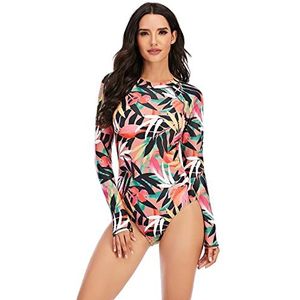 BOMBIKINI surfbadkleding voor dames, uit één stuk bestaande uit UV-bescherming en rashguard met lange mouwen,S