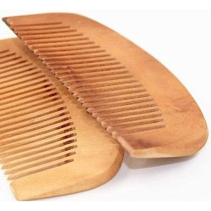 2 Pcs Burlywood Natuurlijke Perzik Hout Kam Dichtbij Tanden Antistatische Baard Haar Houten Schoonheid Massage Ontwarren Gereedschap Zorg Accessoires Haar Kammen