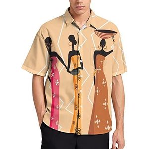 Mooie Afrikaanse Vrouwen Mannen Korte Mouw T-Shirt Causale Button Down Zomer Strand Top Met Zak