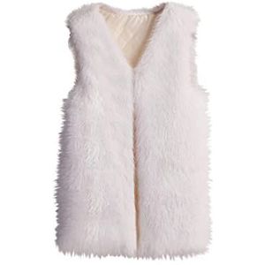 beetleNew Vrouwen Faux Fur Gilets Sale Clearance Medium Lengte Slim Fitting Faux Fur Vest Warm Vrouwen Mouwloze Vest Jas Faux Tops Uitloper, Wit, XXL