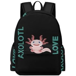 Liefde Leuke Roze Axolotl Mini Rugzak Leuke Schoudertas Kleine Laptop Tas Reizen Dagrugzak voor Mannen Vrouwen