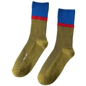 YIJIANUO Contrasterende kleur sokken, vrouwen high-top gestapelde sokken, Koreaanse versie herfst en winter katoenen sokken, Militair Groen, One size